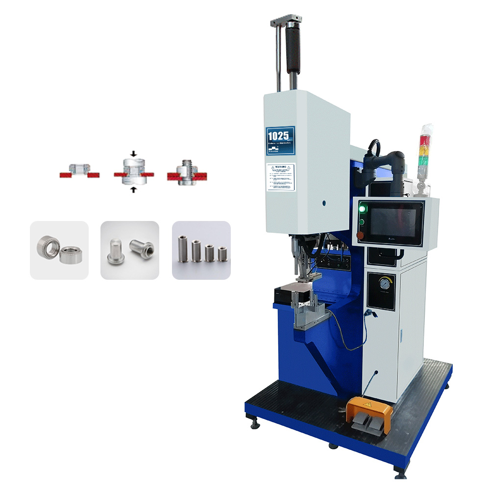 Il touch screen CNC 1025MSPe installa rapidamente 4 diversi elementi di fissaggio in una macchina per l'inserimento dell'hardware del pannello